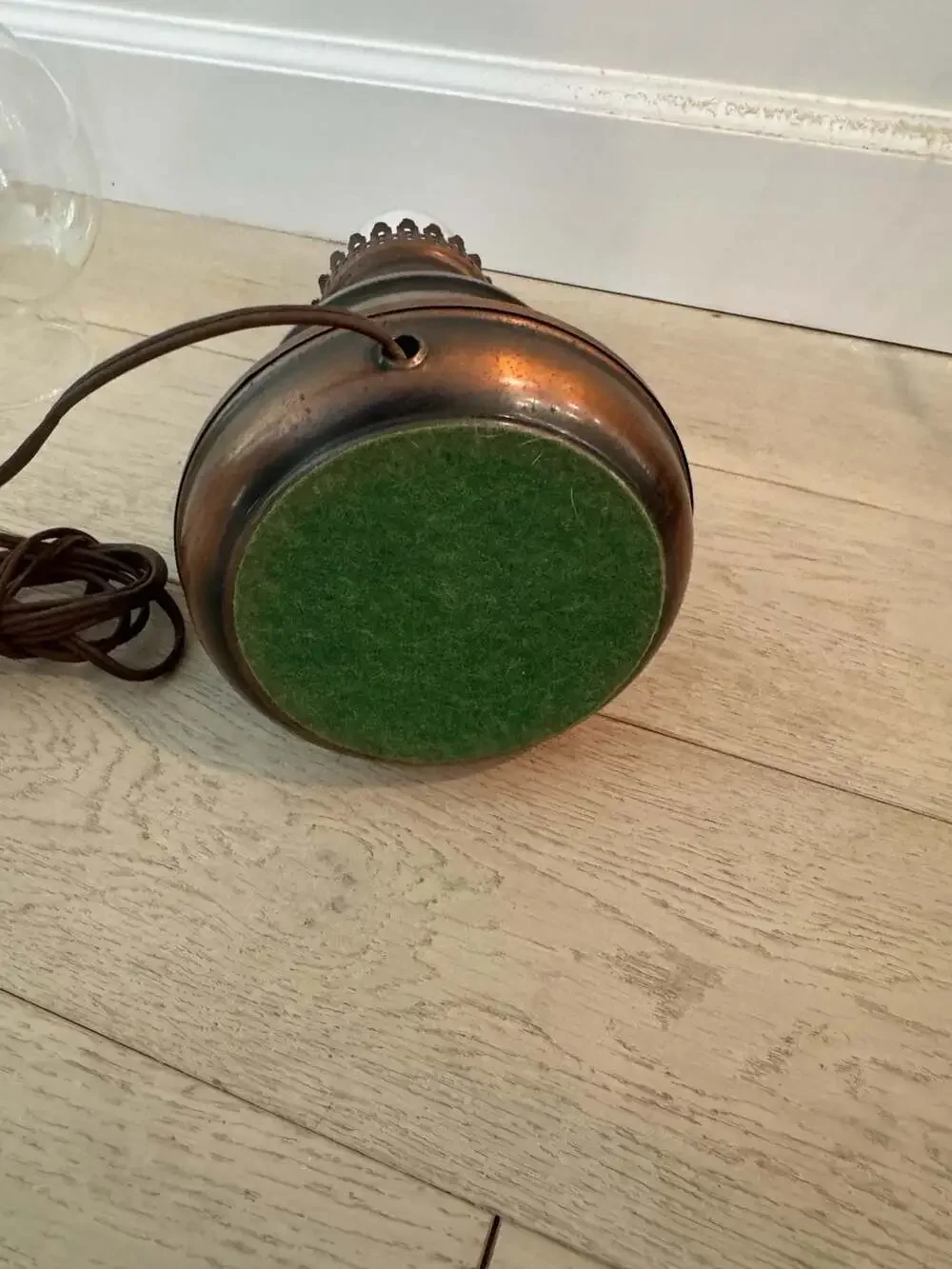 Vintage Copper Base Electric Oil Style Table Lamp with Glass Chimney